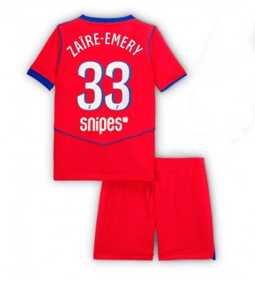 Paris Saint-Germain Warren Zaire-Emery #33 Tredjetrøje Børn 2025-26 Kortærmet (+ Korte bukser)